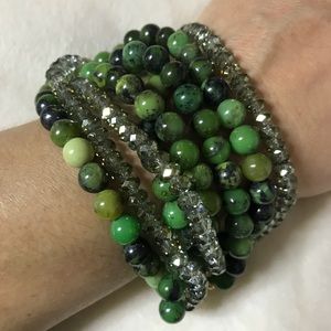 Green lapis and crystal bracelet